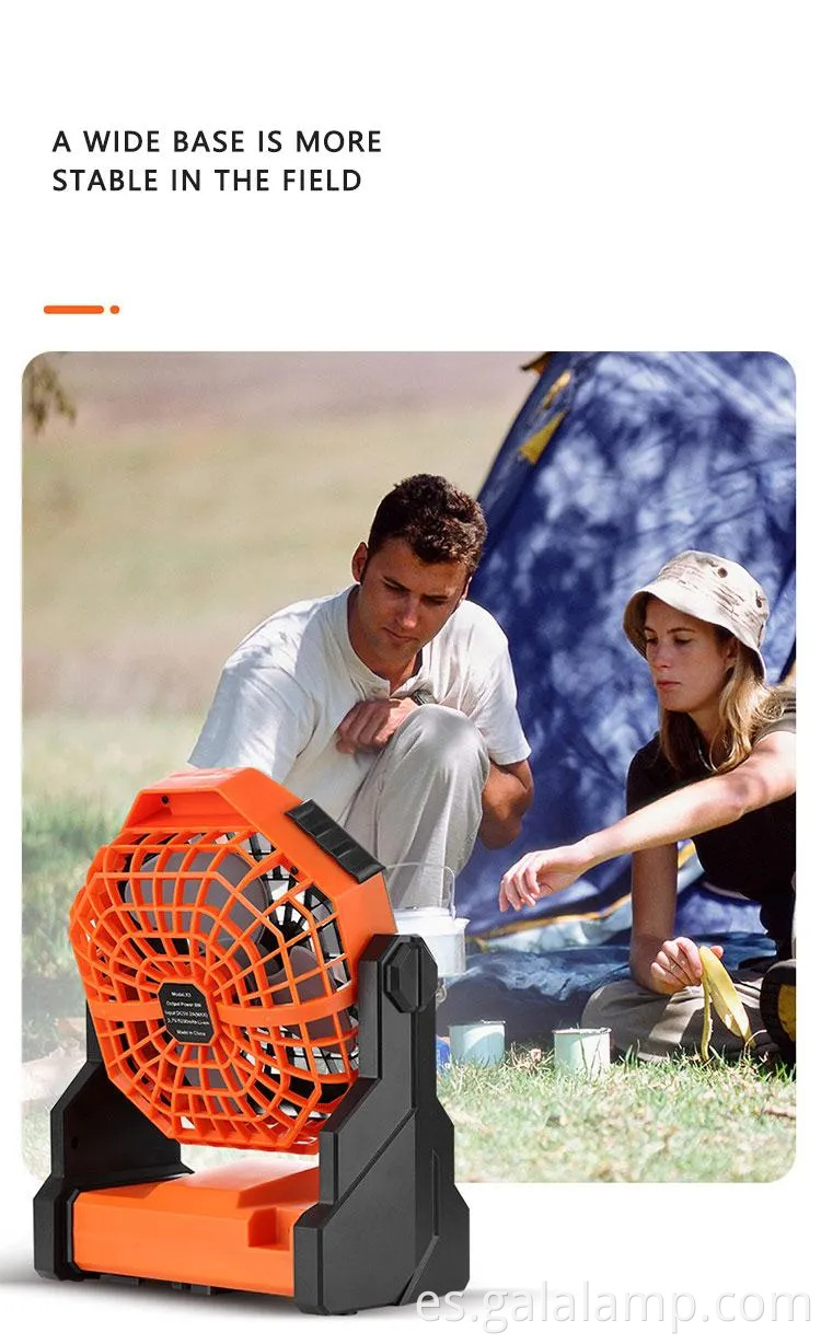 Ventilador de campamento portátil con viento grande y función de carga